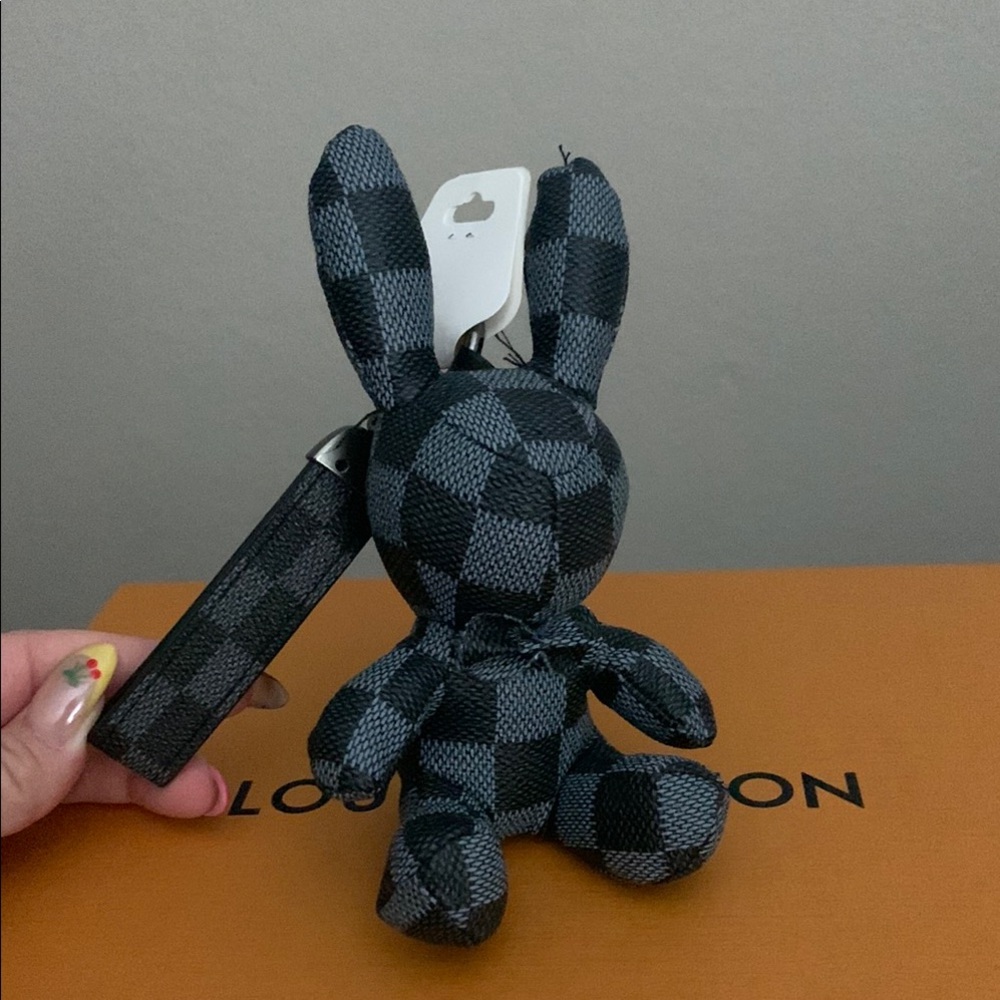 Checkered Blue and Navy Lux Inspired Bunny Keychain/Bag Charm